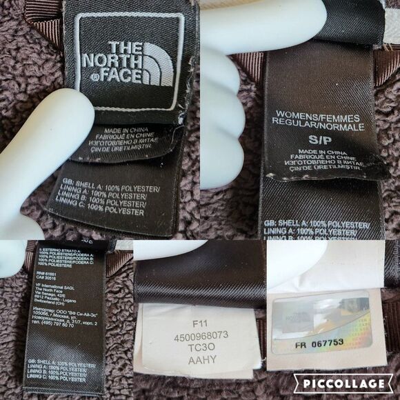 The North Face brown zip front fuzzy jacket sz S - Picture 9 of 9